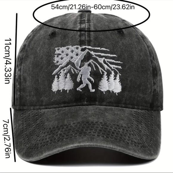 🆕 Unisex Retro Washed Baseball Cap Embroidered Sasquatch Bigfoot USA Flag - Picture 3 of 10